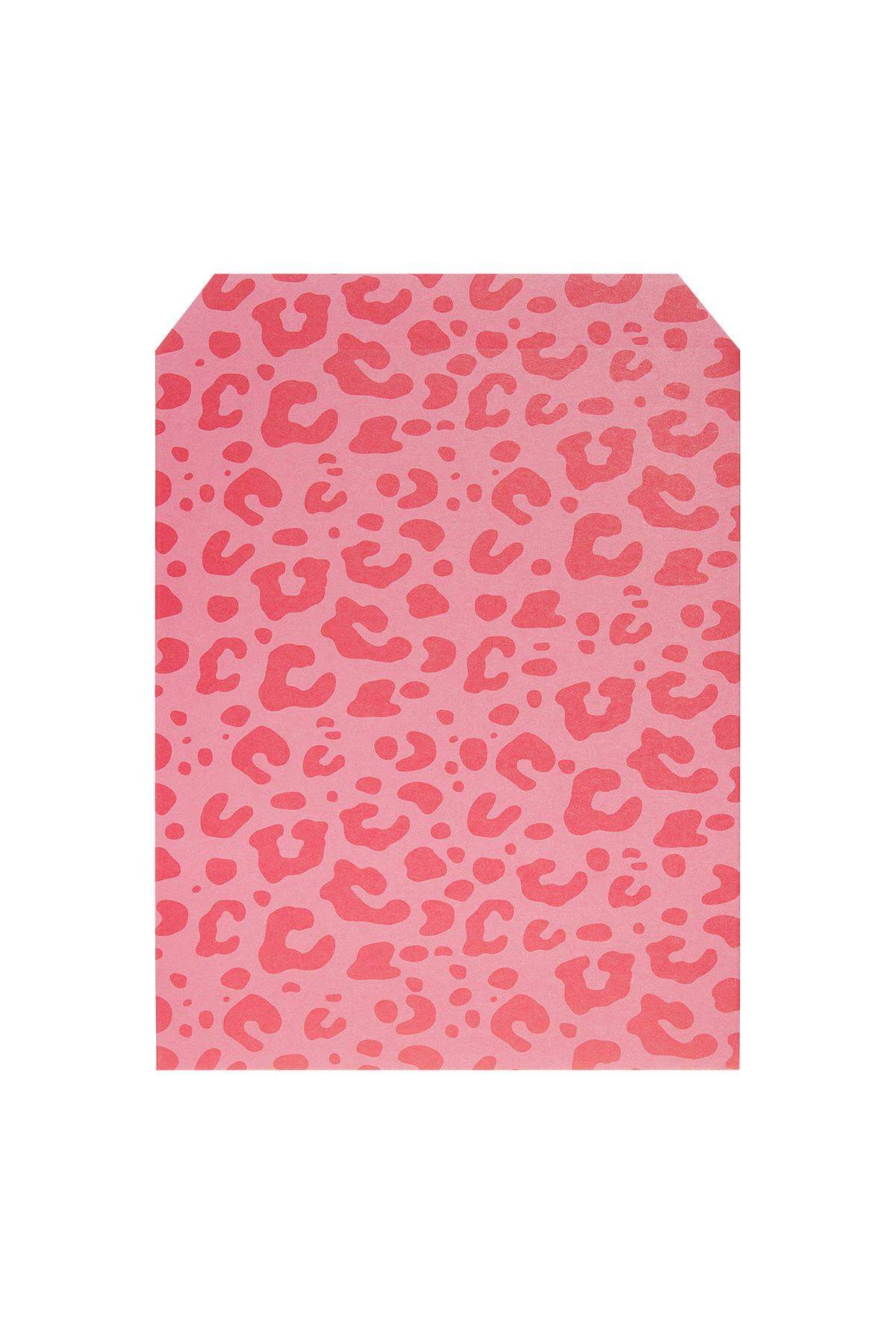Papieren tas met luipaardprint groot Rood 