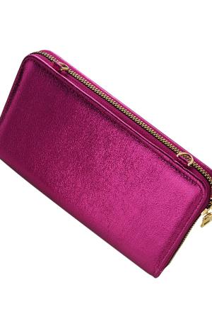 Clutch Aus Pu-Leder Metallic Mit Fronttasche Fuchsia Polyurethan h5 Bild4