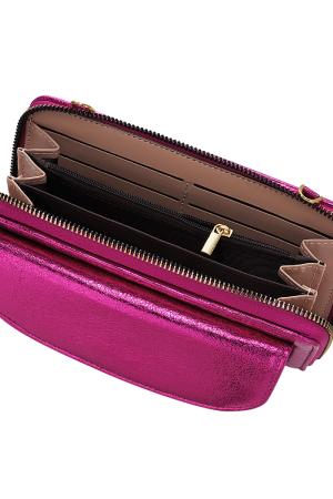 Clutch Aus Pu-Leder Metallic Mit Fronttasche Fuchsia Polyurethan h5 Bild6