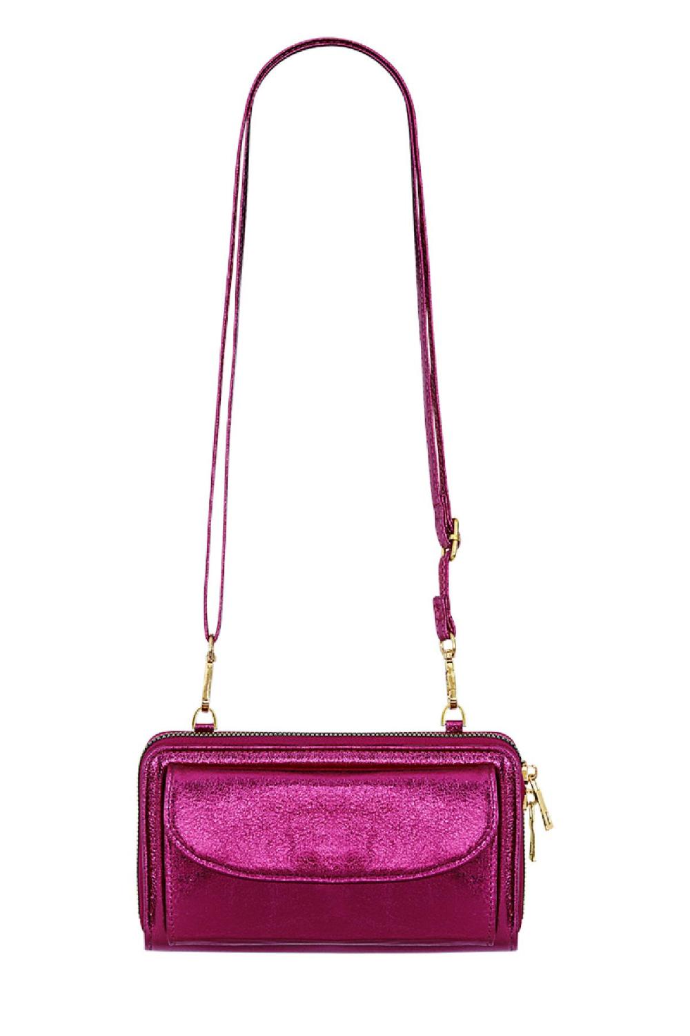 Clutch Aus Pu-Leder Metallic Mit Fronttasche Fuchsia Polyurethan Bild8