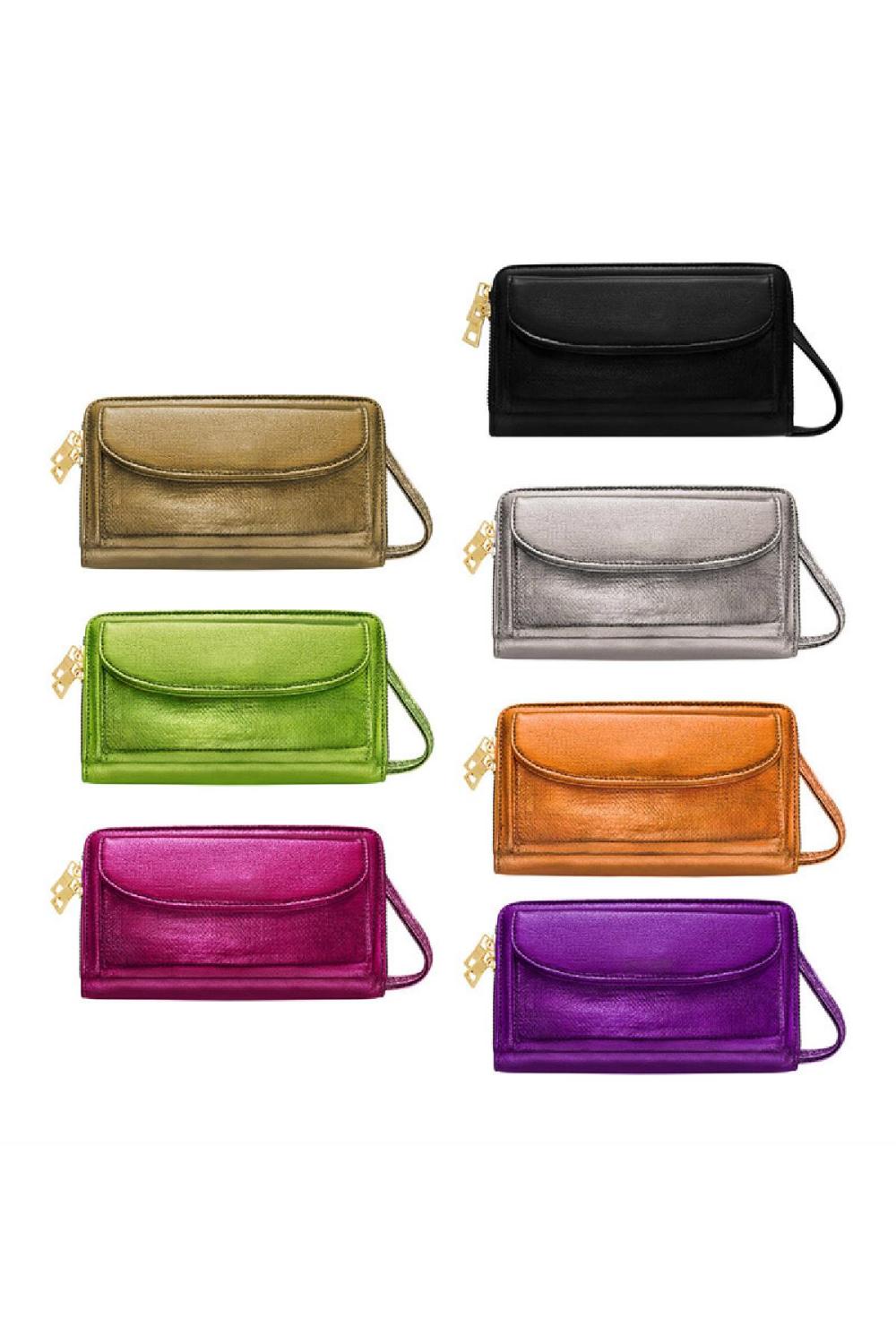 Clutch Aus Pu-Leder Metallic Mit Fronttasche Fuchsia Polyurethan Bild9