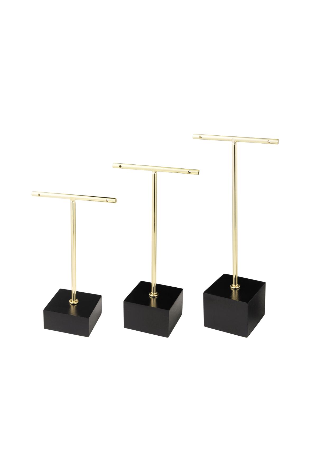 Gli orecchini mostrano la forma a T Black & Gold Wood h5 