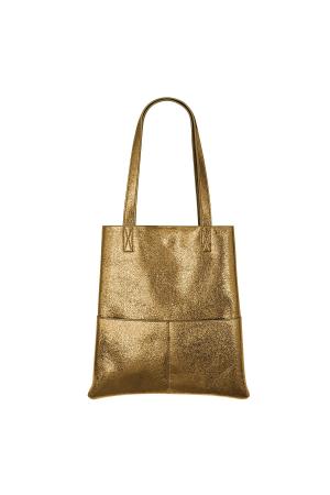 Metallic Shopper Gold Color Pu h5 