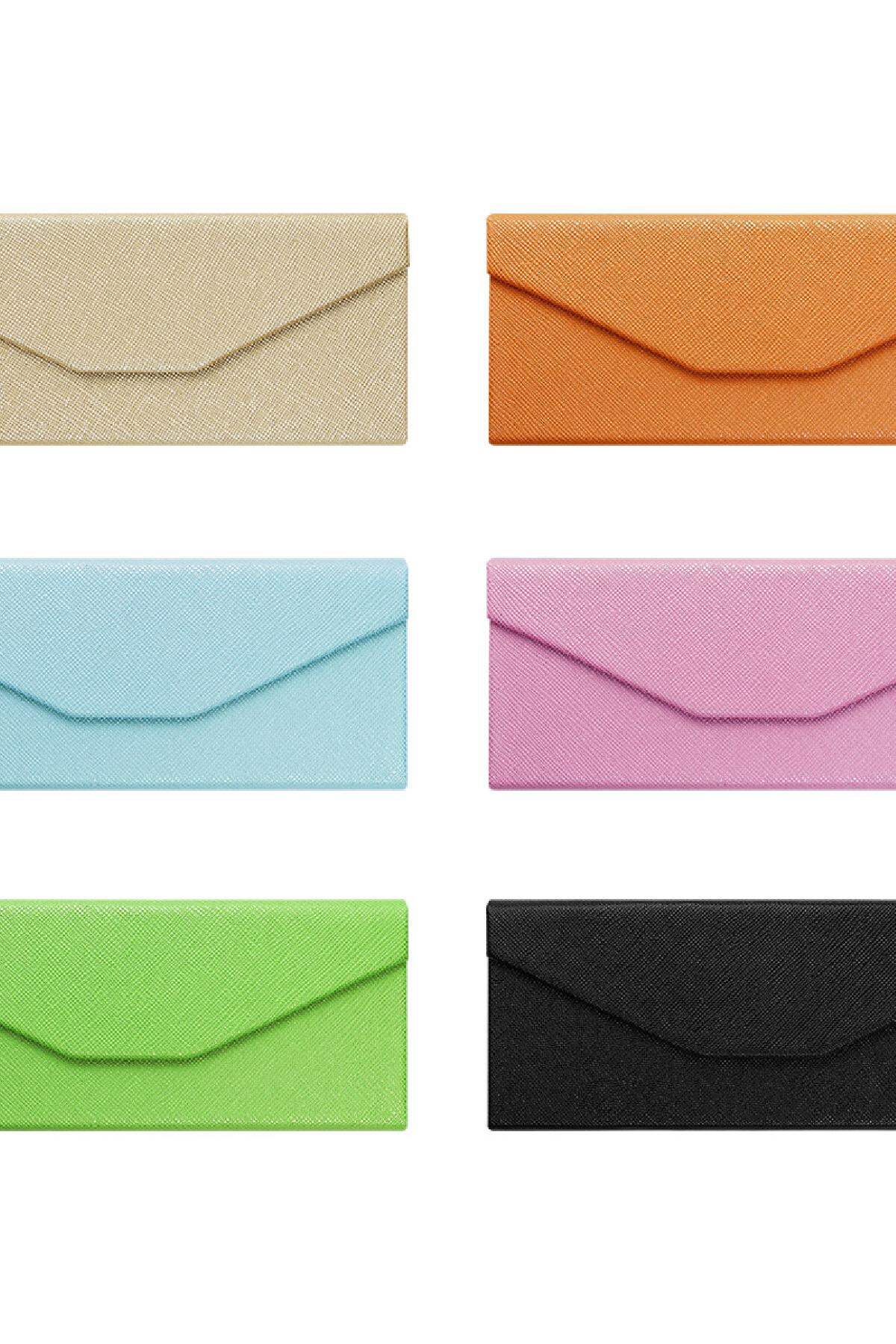 Custodia per occhiali da sole triangolare pieghevole in pelle PU Immagine7