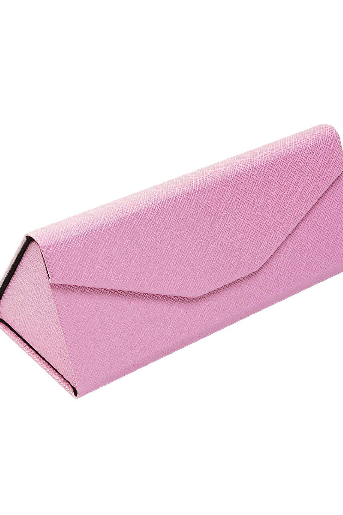 Custodia per occhiali da sole triangolare pieghevole in pelle PU Immagine4