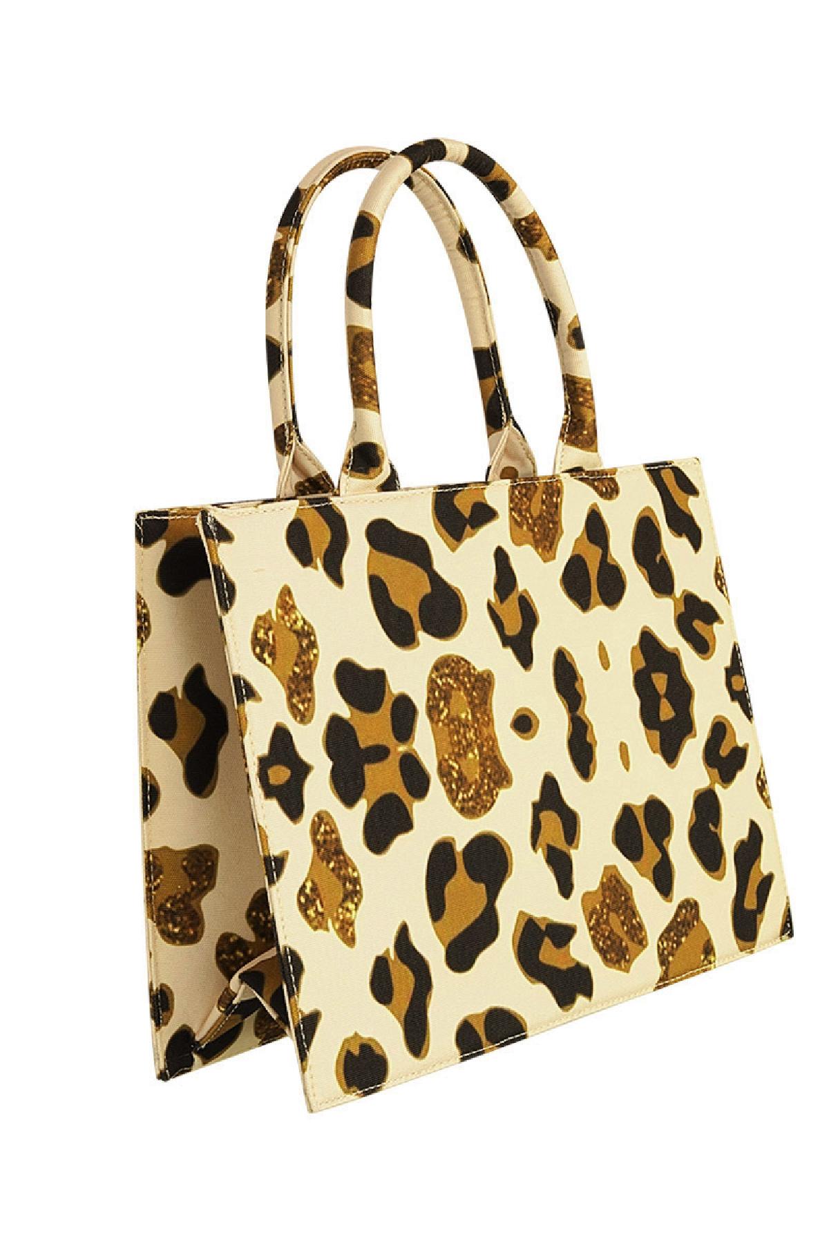 Tote bag animal print medium Black & Beige Polyester Picture4