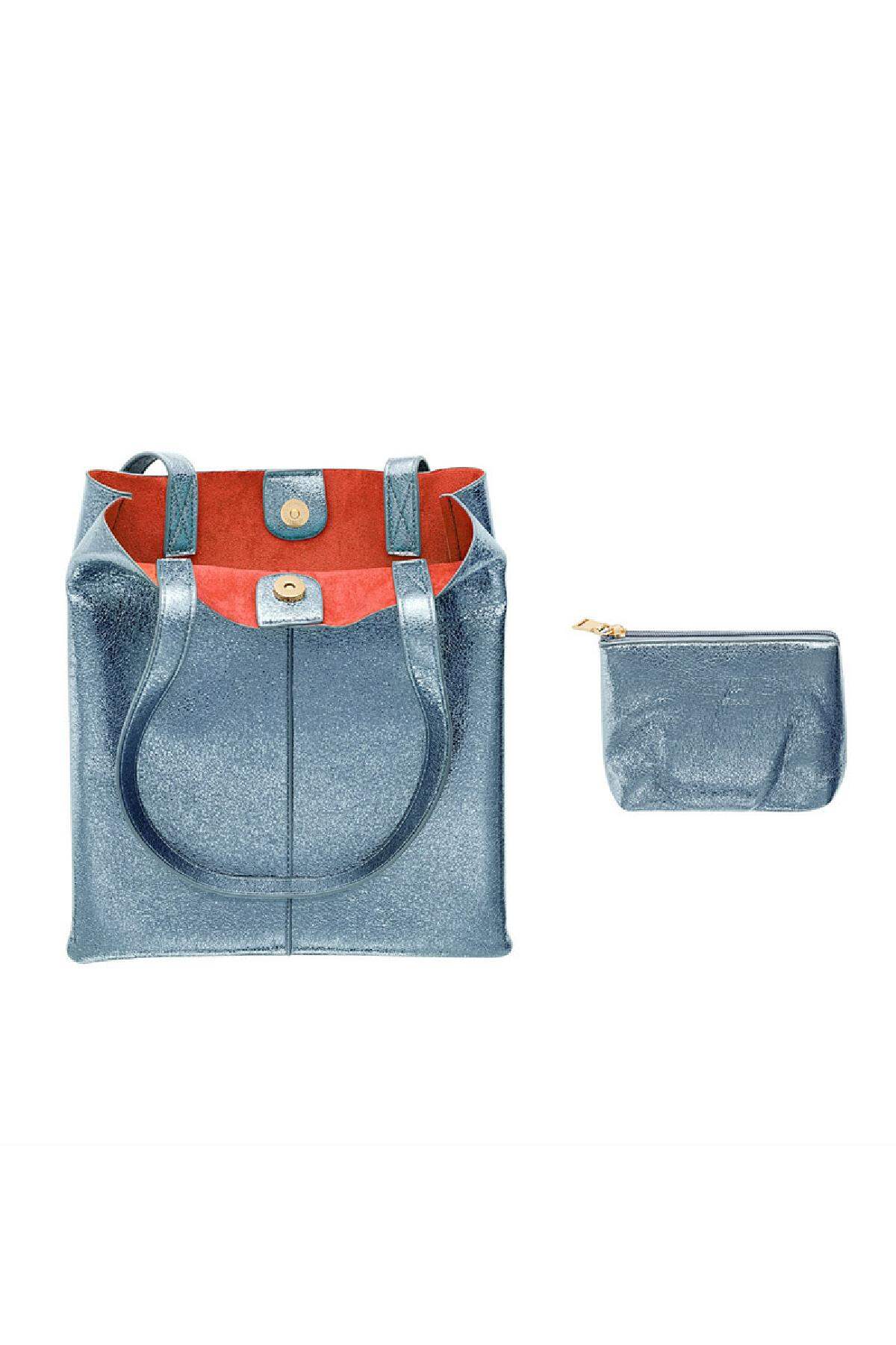 Bolso shopper metalizado Azul Poliuretano Imagen4