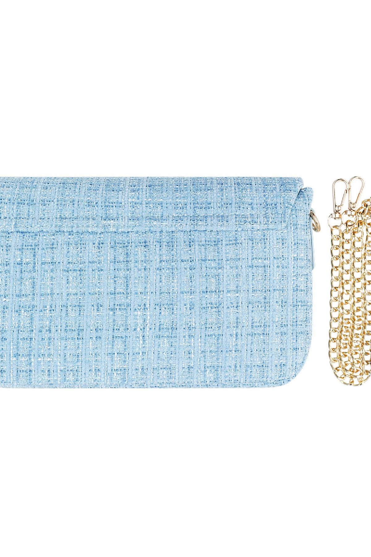 Bolso de tela con estampado y detalle dorado Azul Poliéster h5 Imagen4