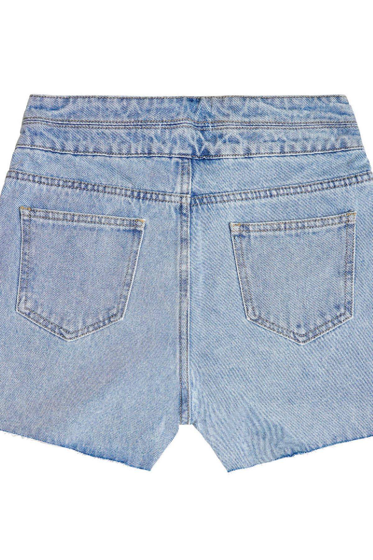 Denim-Shorts im Distressed-Look mit ungesäumtem Saum in Hellblau XS h5 Bild6