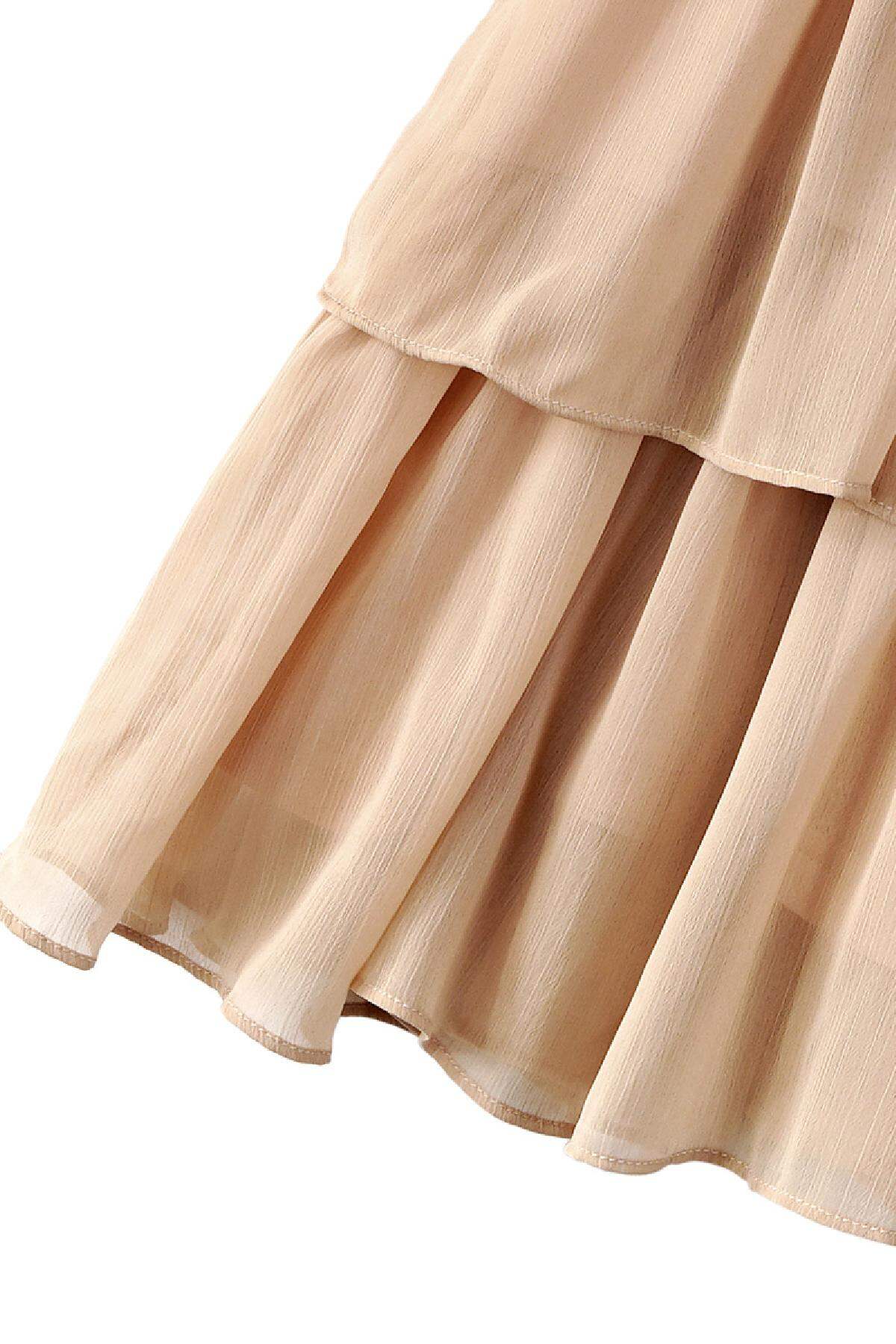 Long sleeve smock dress Beige S h5 Picture7