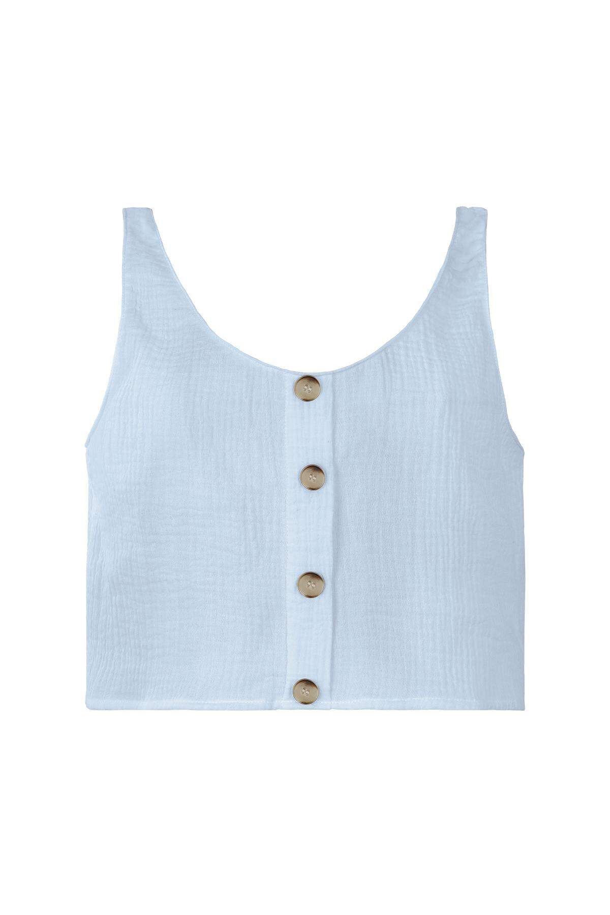 Cotone Donne top senza maniche chiusura con bottoni 2