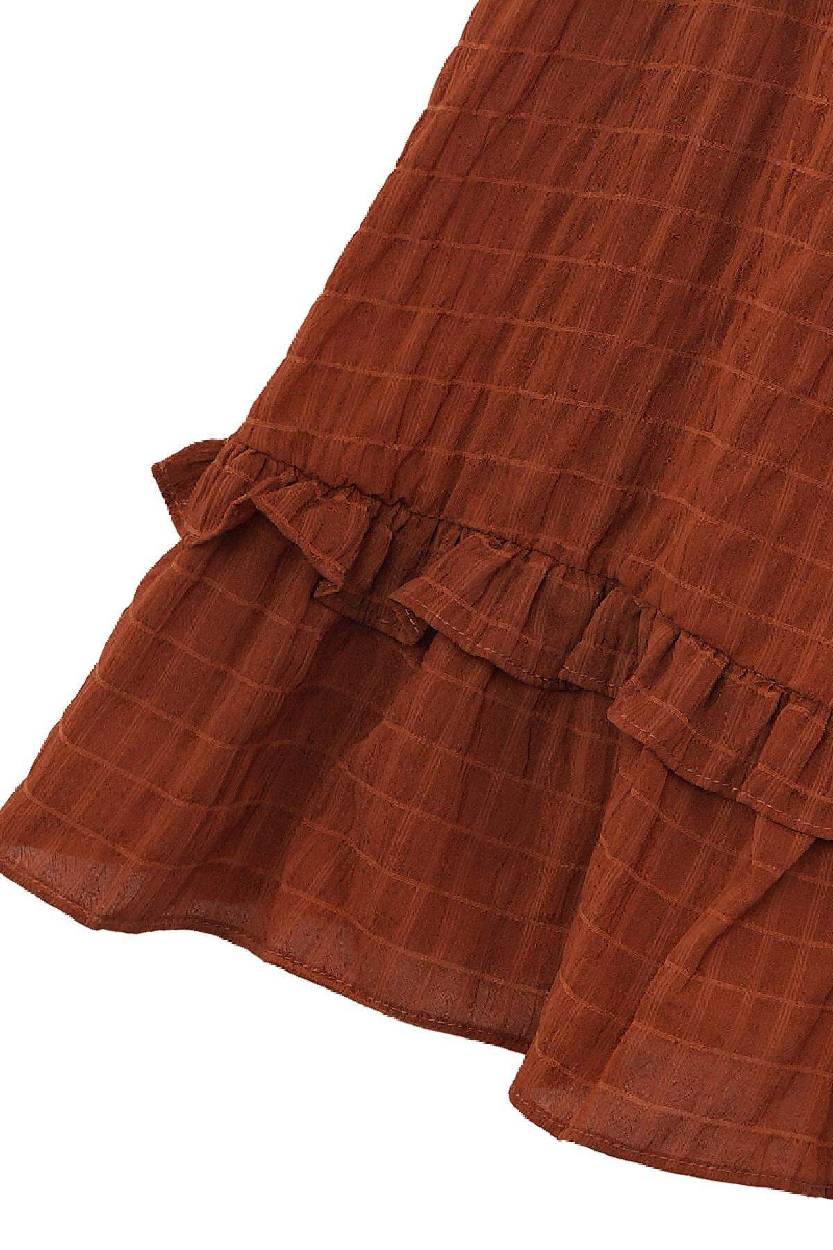 Abito a balze con fiocco Brown S h5 Immagine6