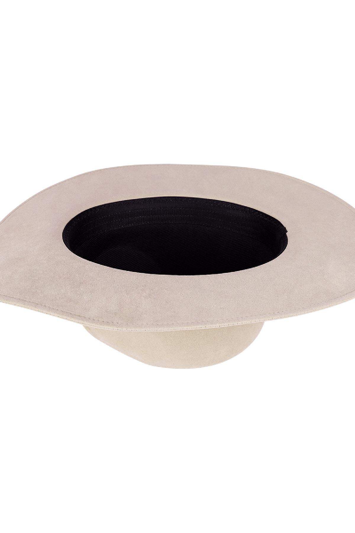 Suède look hoed gevlochten detail Camel Polyester h5 Afbeelding4