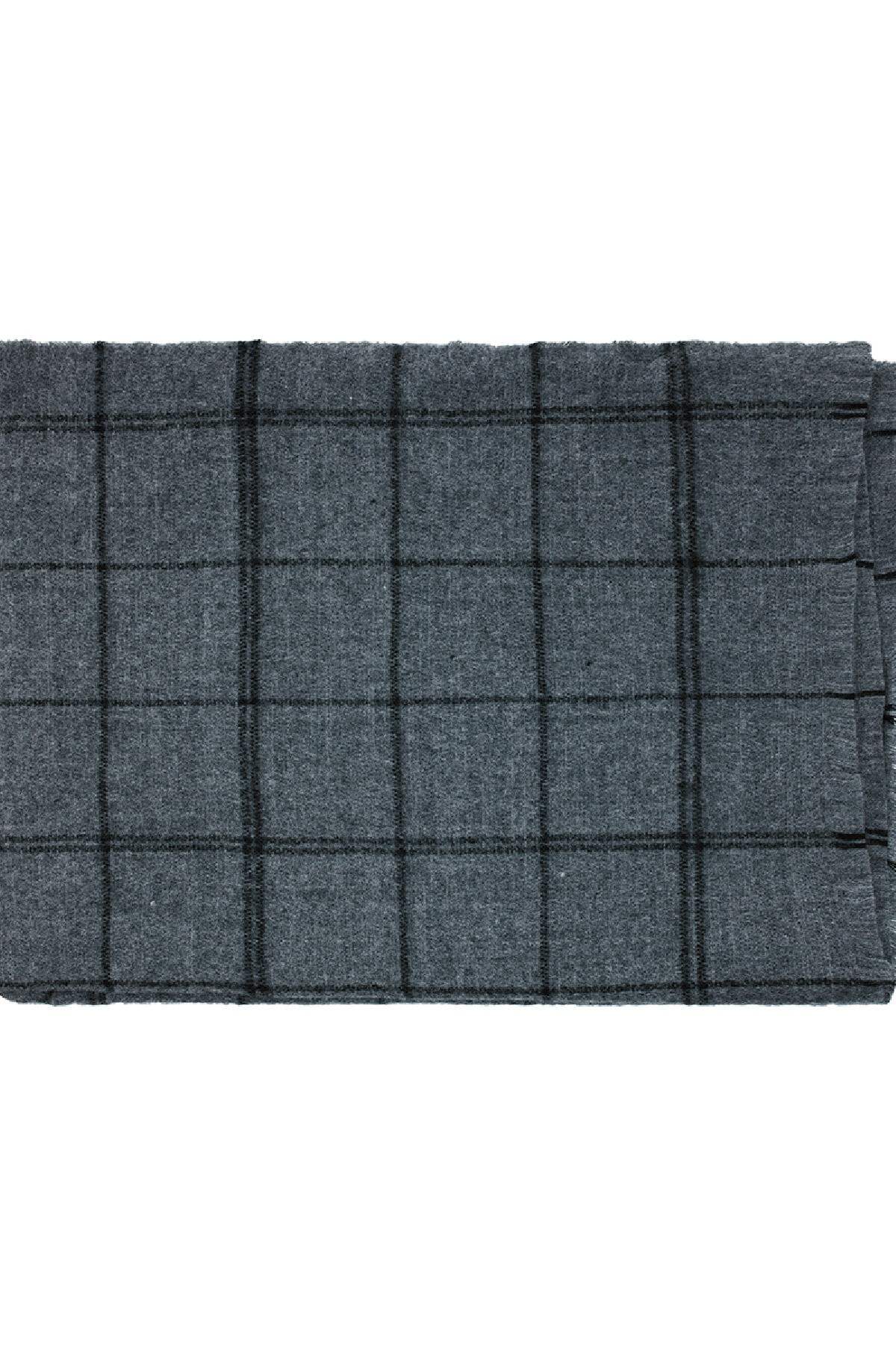 Karierter grauer Winterschal Dunkelgrau Polyester h5 Bild3