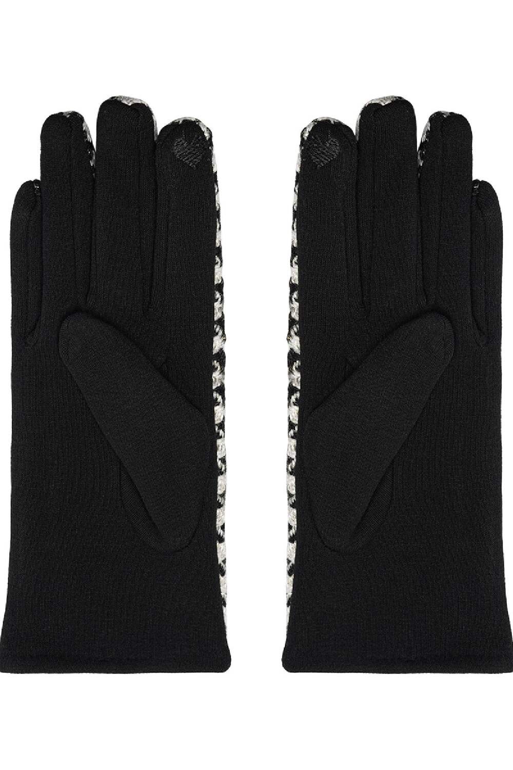 Hahnentritt-Handschuhe Schwarz & Weiß Polyester One size h5Bild2