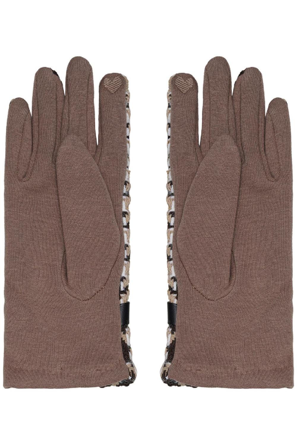 Hahnentritt-Handschuhe Beige Polyester One Size h5Bild4