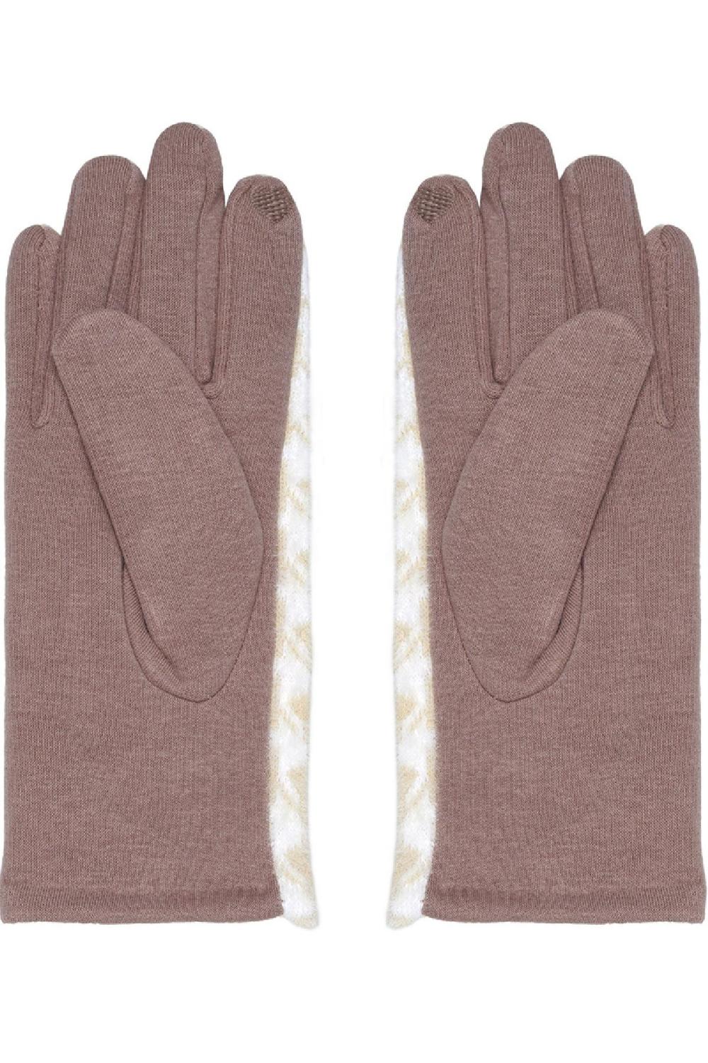 Hahnentritt-Handschuhe Offwhite Polyester One Size Bild2