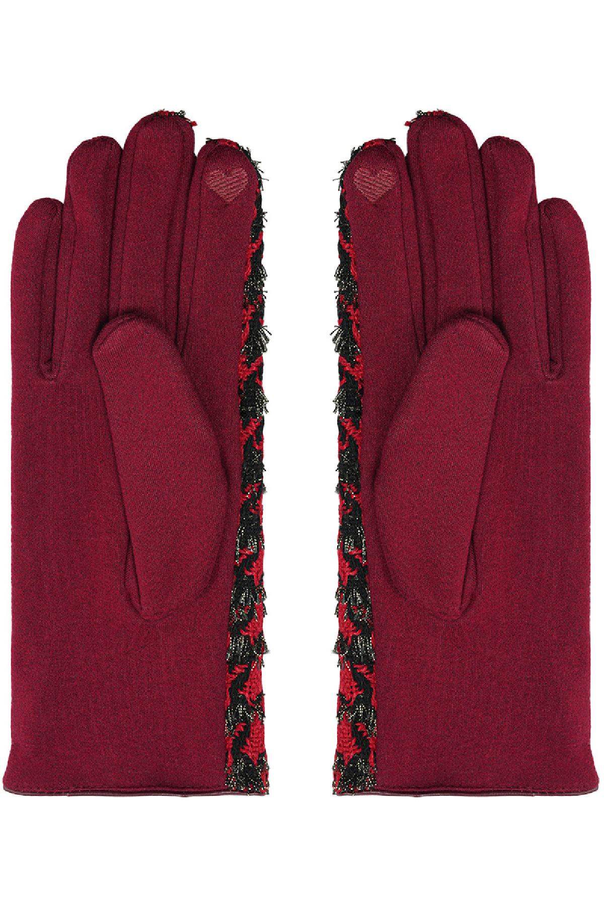 Hahnentritt-Handschuhe Rot Polyester One size h5 Bild2