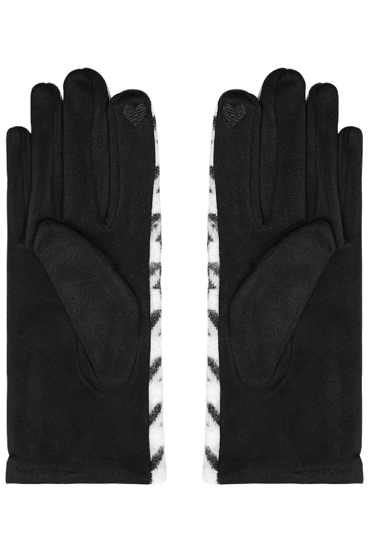 Hahnentritt-Handschuhe Schwarz & Weiß Polyester One size Bild3