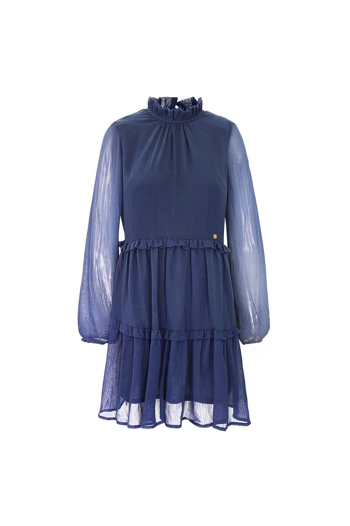 Polyester Women's Midi Dress Tiered Ruffle Design 2