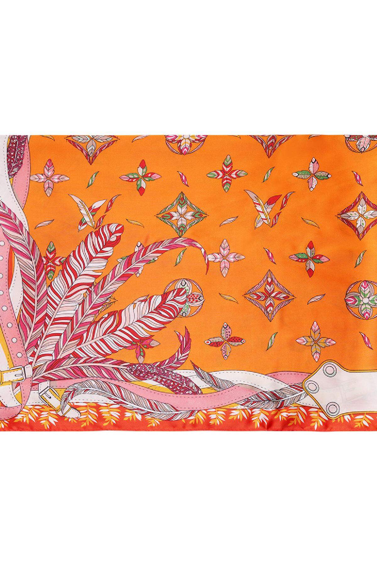Bunte Sommerschalblumen Orange Polyester h5Bild2