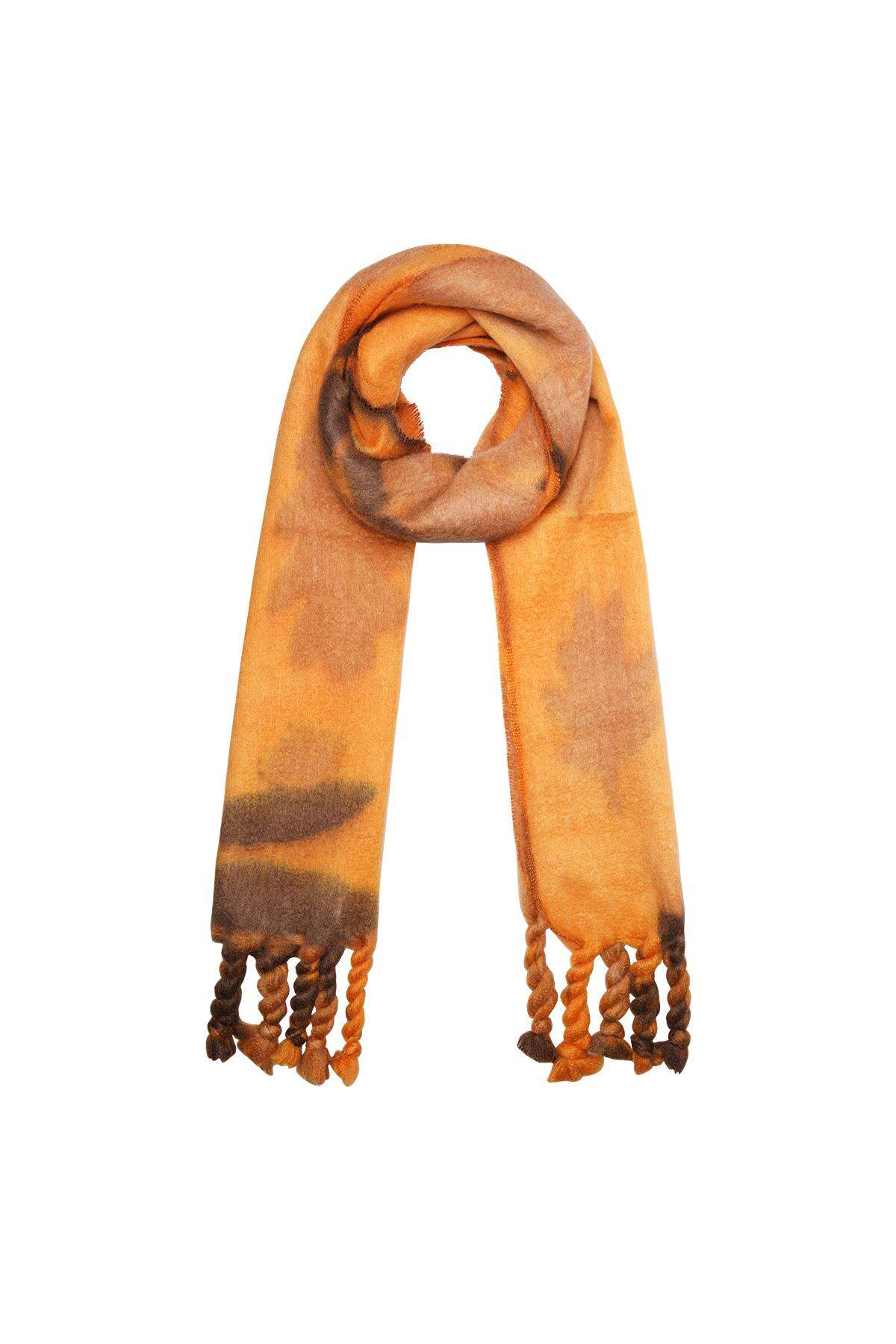 Bufanda de invierno flores y hojas. Naranja Poliéster 