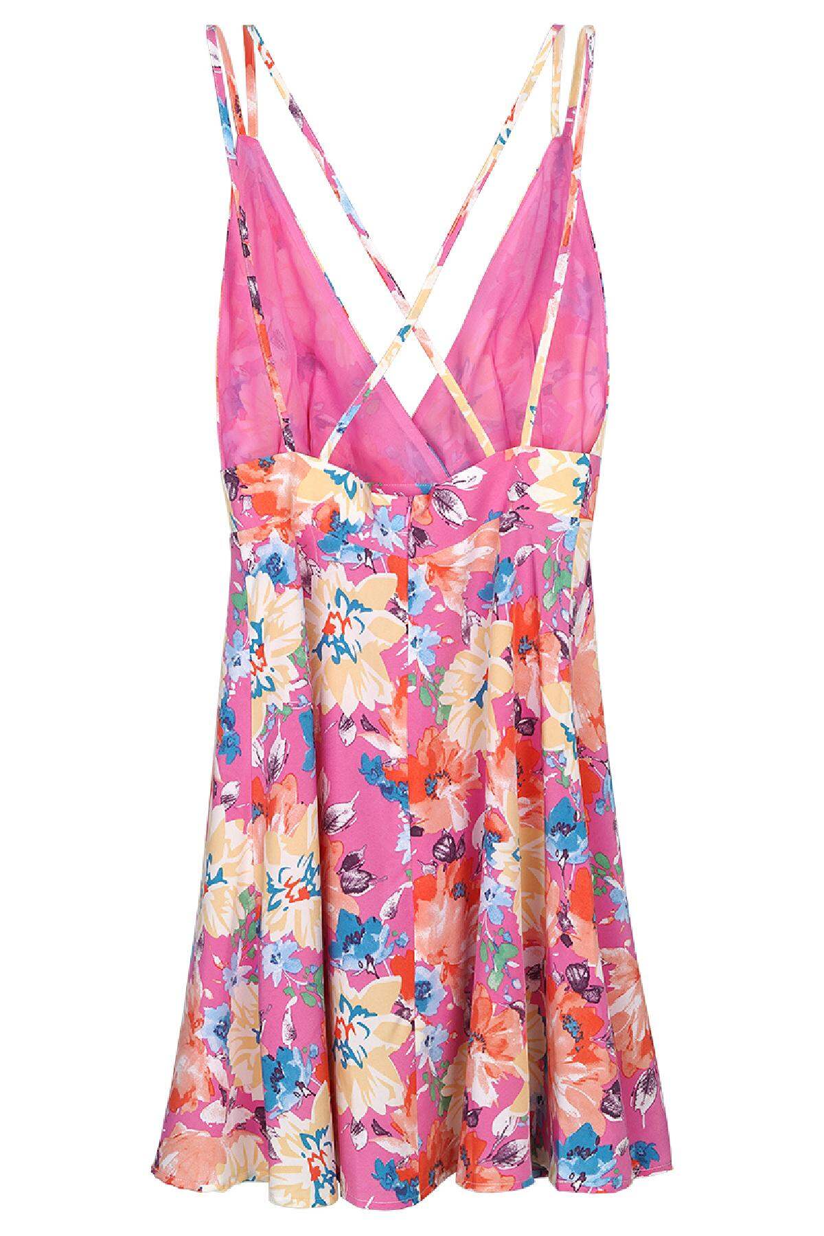 Polyester Women's Mini Dress Floral Print V-Neck h5 Picture8