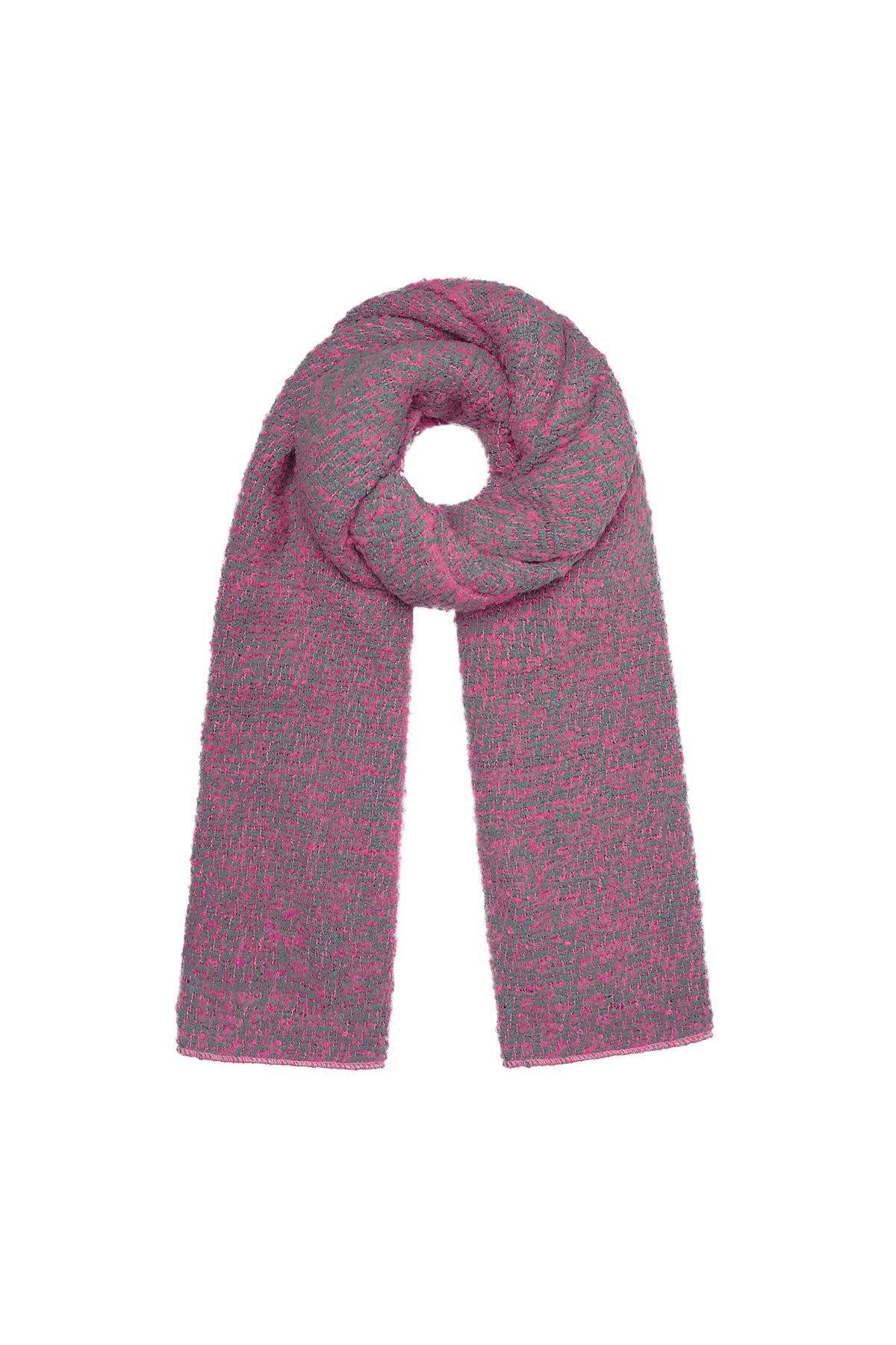 Bufanda con tejido relieve rosa/gris Poliéster 