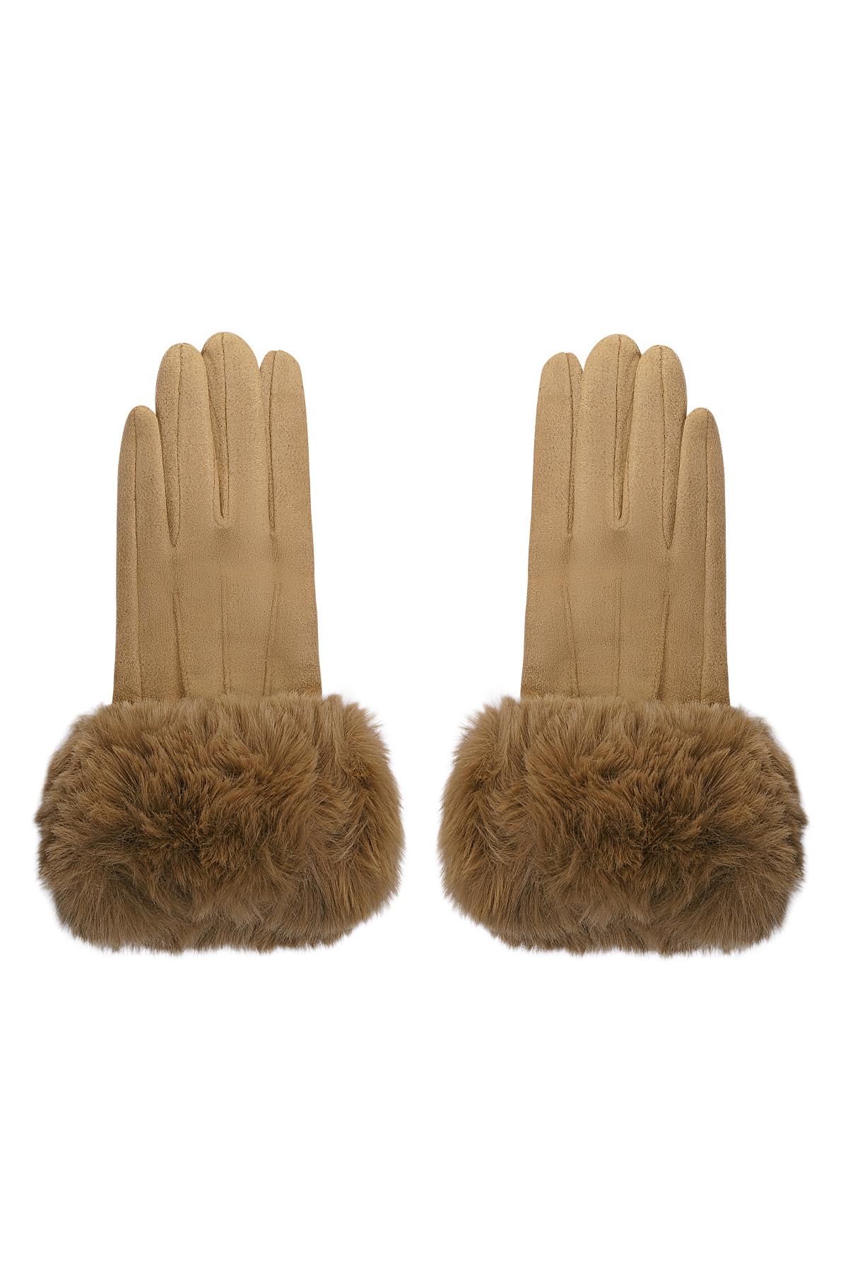 Groothandel Faux Bont Handschoenen met Suède Look Camel Polyester Maat Uniek