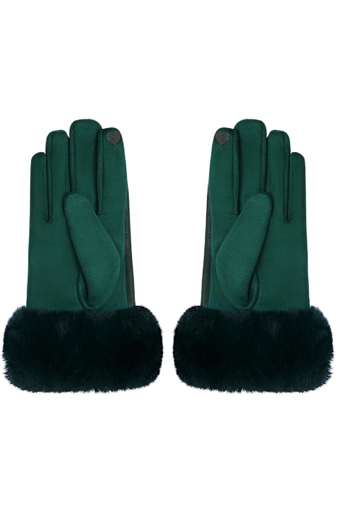 Groothandel Handschoenen Imitatiebont en Lederlook Groen Polyester Maat Uniek, foto 4 van 6