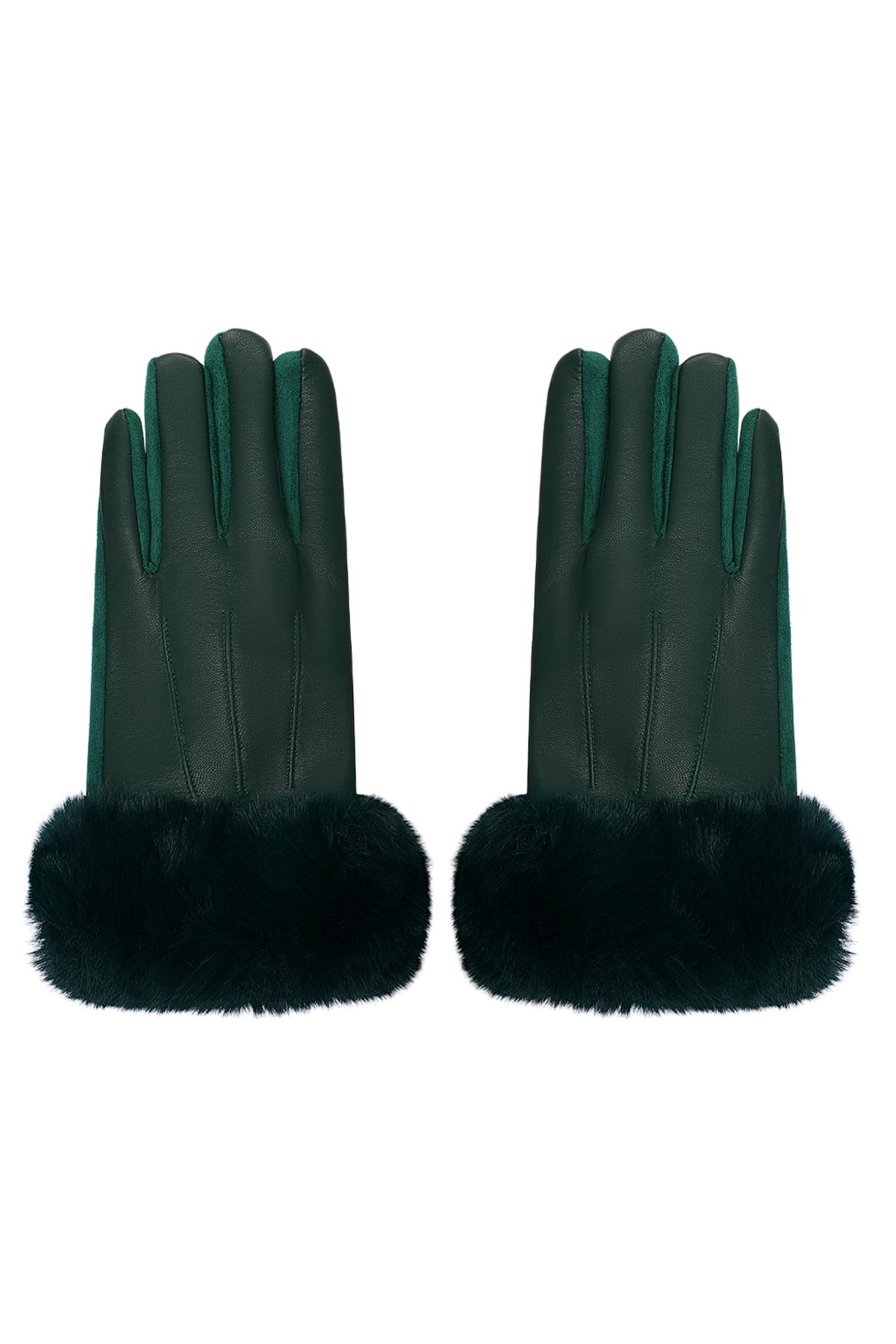 Groothandel Handschoenen Imitatiebont en Lederlook Groen Polyester Maat Uniek