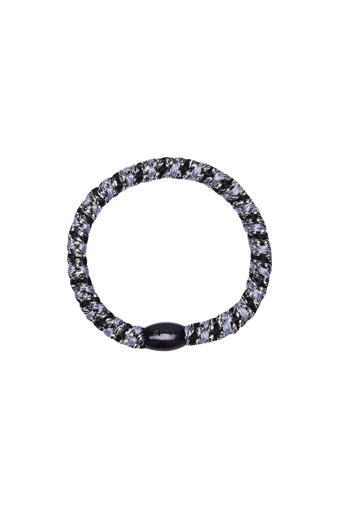 Groothandel Haarelastiekjes Armband Polyester Zwart & Beige Set van 5, foto 2 van 6