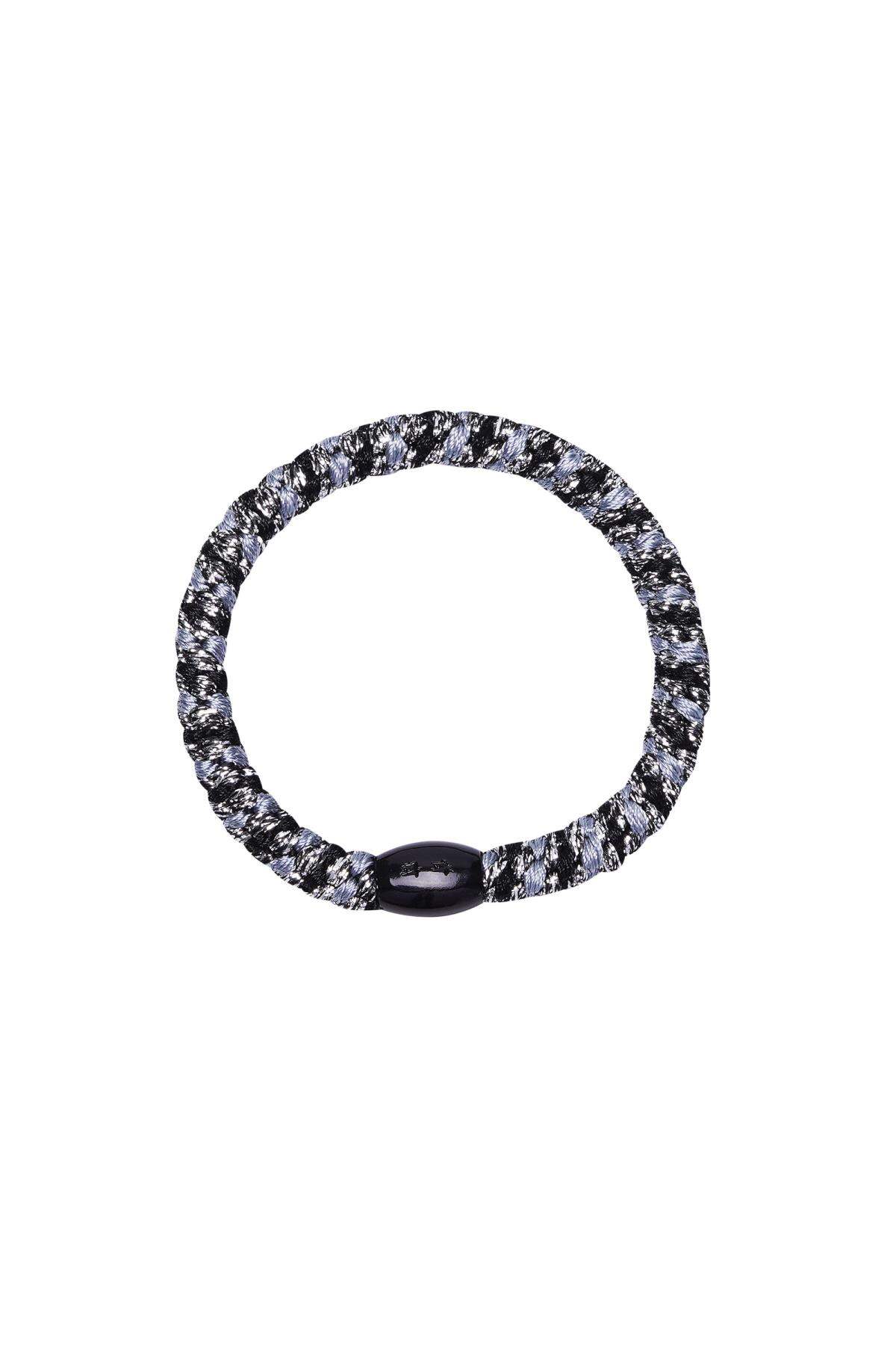 Hair tie bracelets 5-pack Black & Beige Polyester h5 