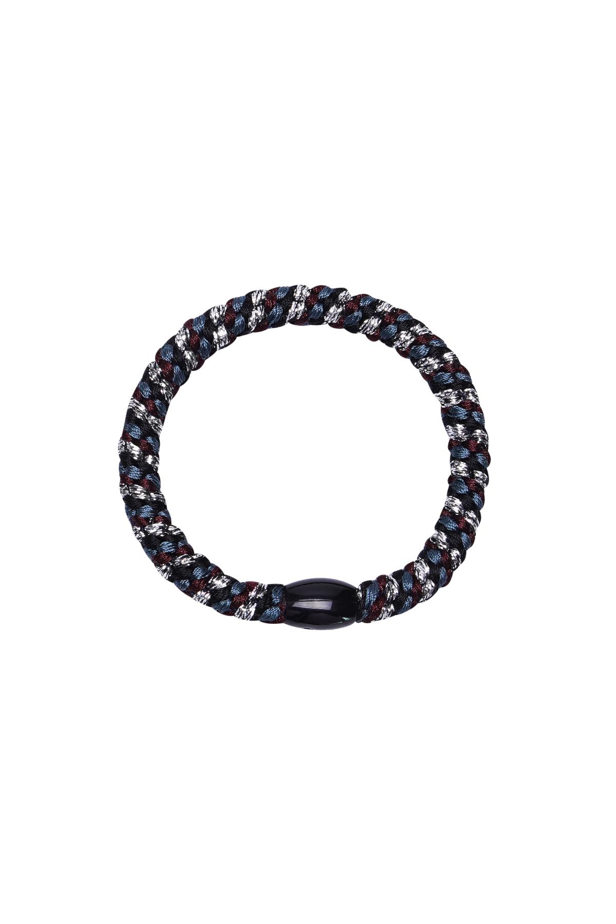 Groothandel Haarelastiekjes Armband Polyester Zwart & Beige Set van 5, foto 6 van 6