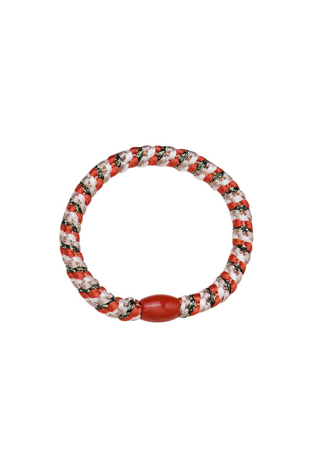 Groothandel Haarelastiekjes Armband Polyester Zwart & Beige Set van 5, foto 5 van 6