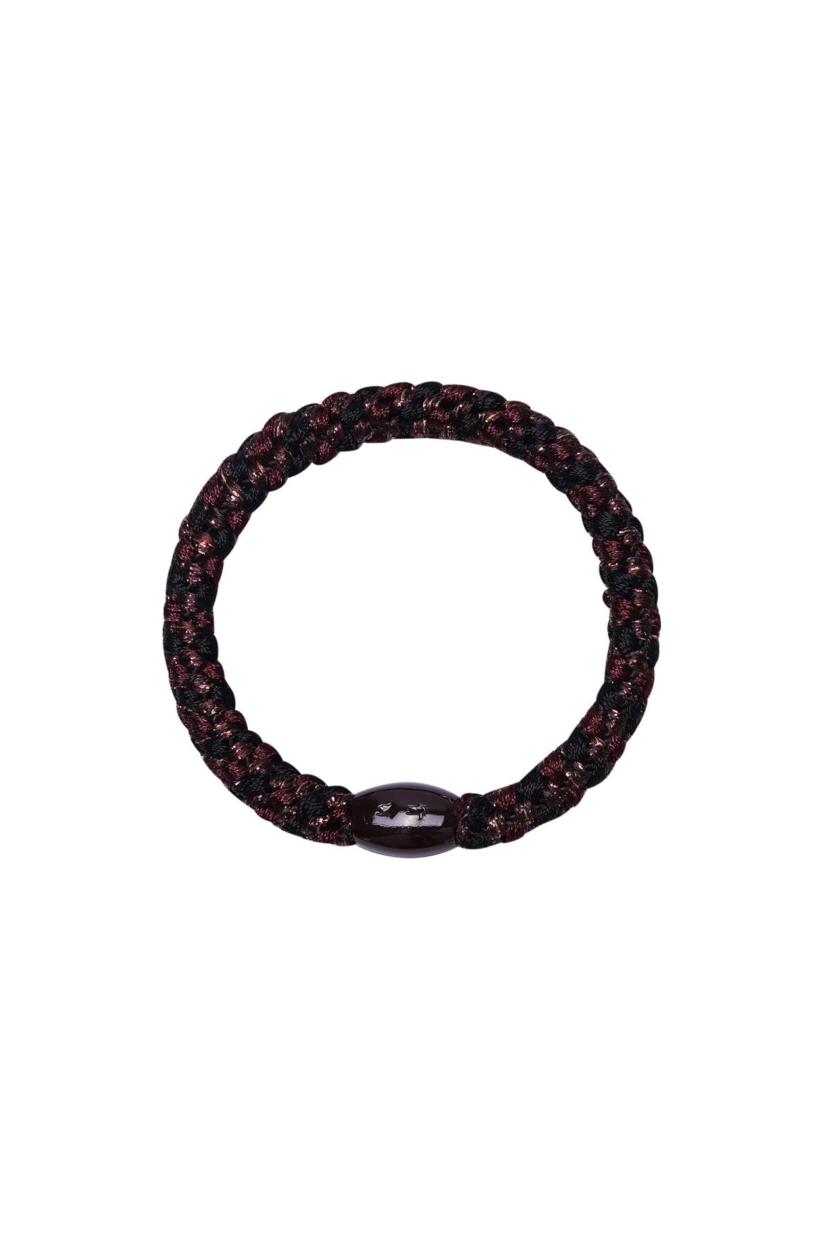 Groothandel Haarelastiekjes Armband Polyester Zwart & Beige Set van 5, foto 4 van 6