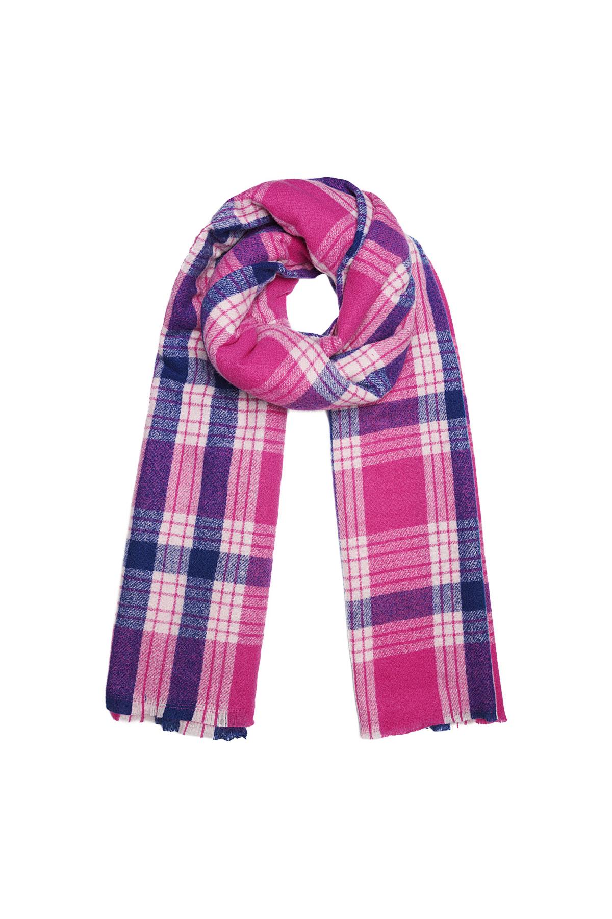 Scarf checkered print Fuchsia Polyester 2