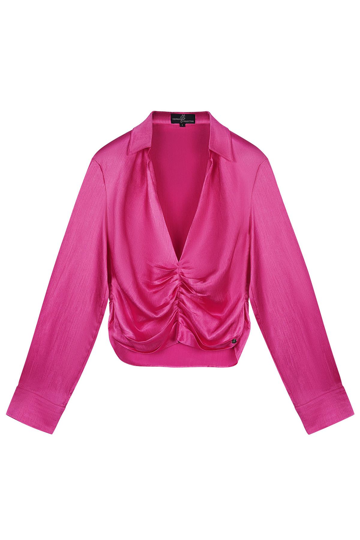 Polyester Women's Blouse Elegant Ruched Front 2