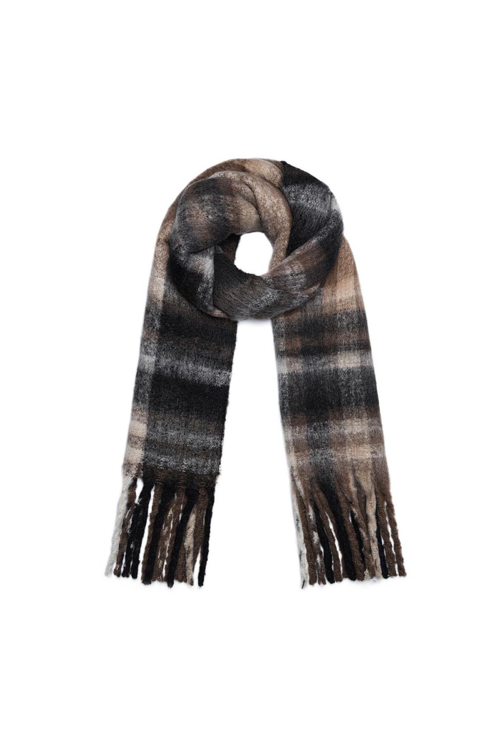 Sjaal Happy Print Zwart Polyester 