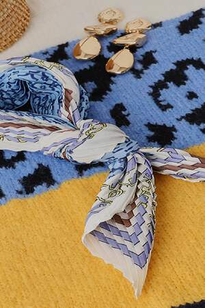 Silky Scarf Belt Print Azul Poliéster h5 Imagen3