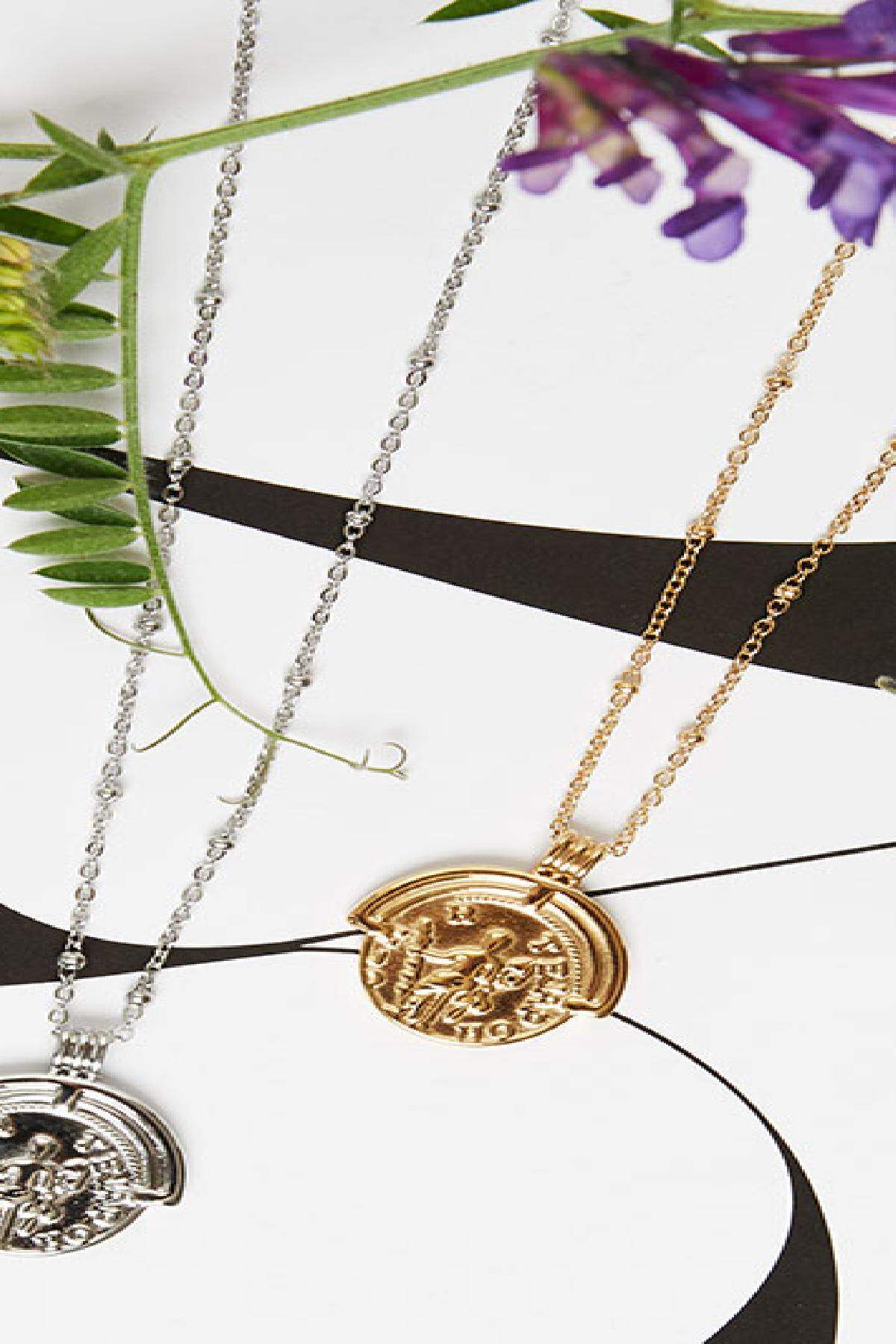 Necklace Big Coin Plata Acero inoxidable h5 Imagen3