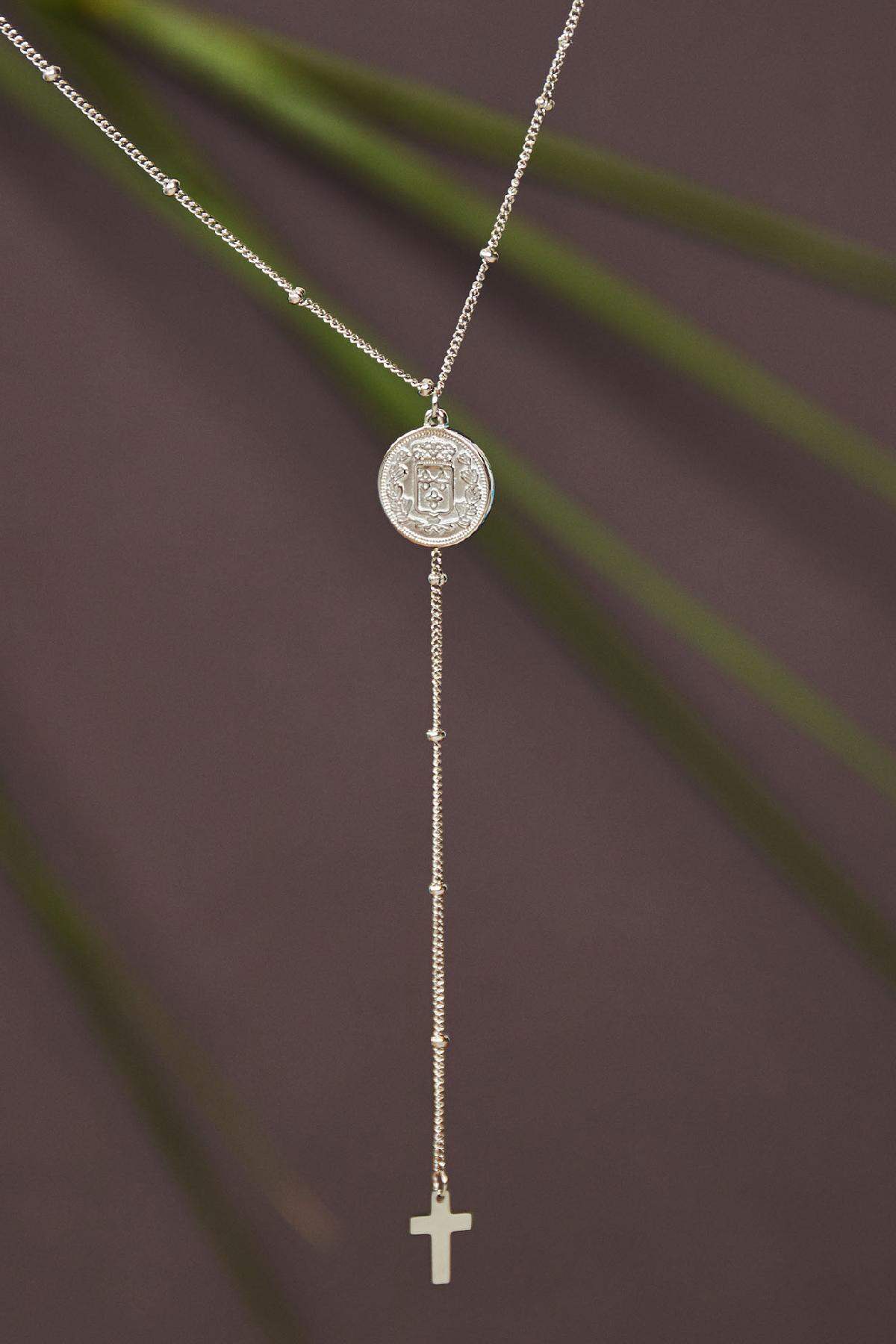 Necklace Religious Coin Argenté Acier inoxydable Image5