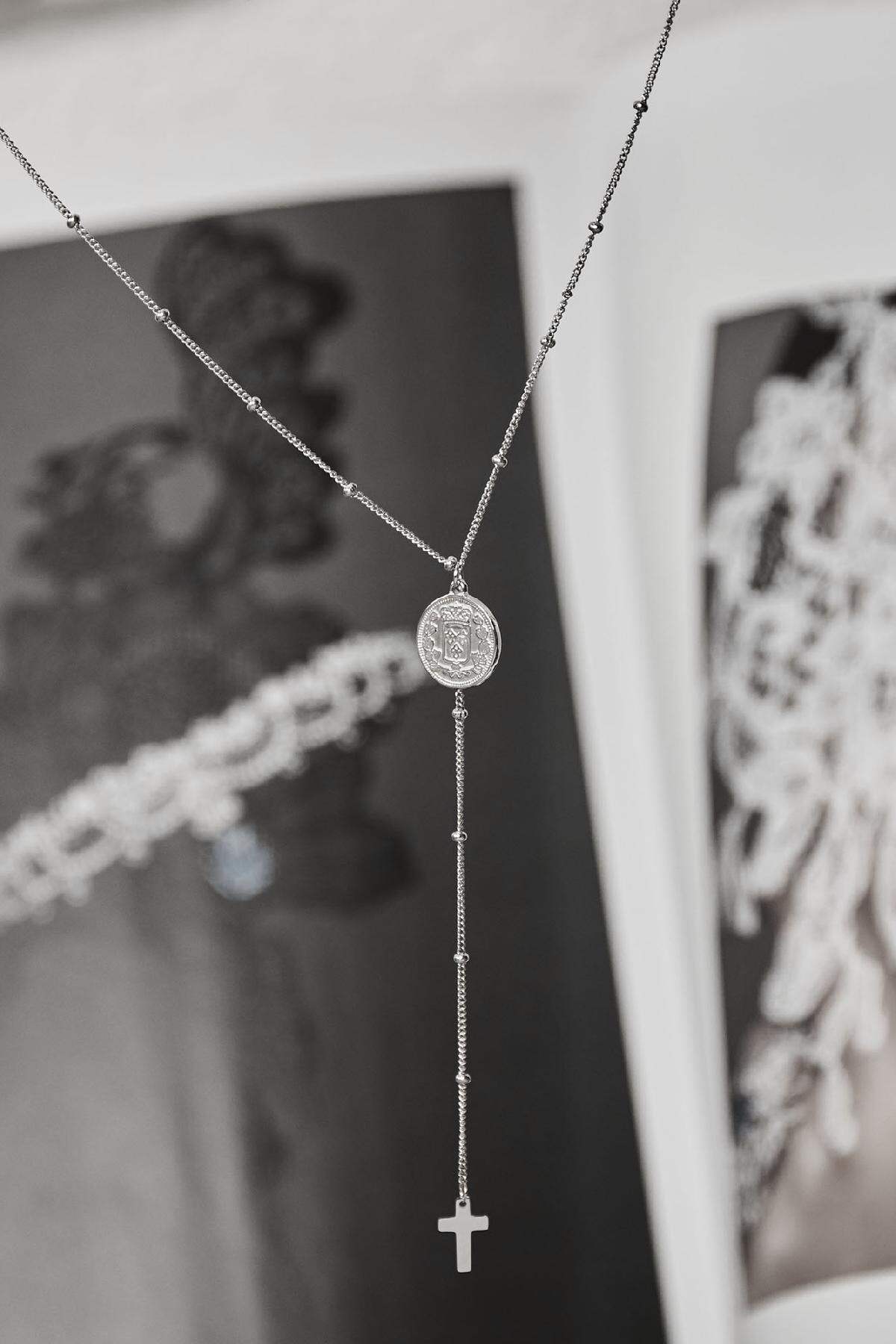 Necklace Religious Coin Argenté Acier inoxydable h5 Image4