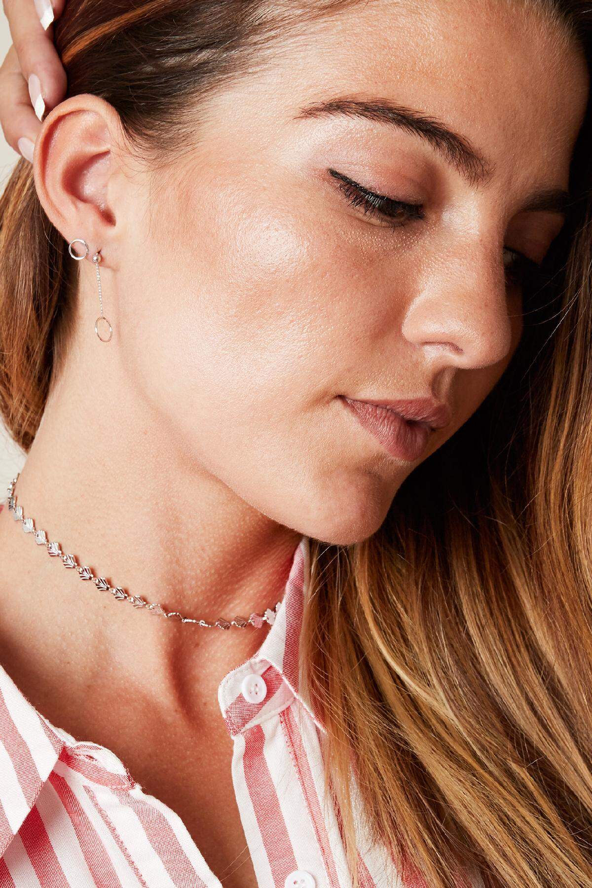 Orecchini Circolari Silver Color Copper h5 Immagine2