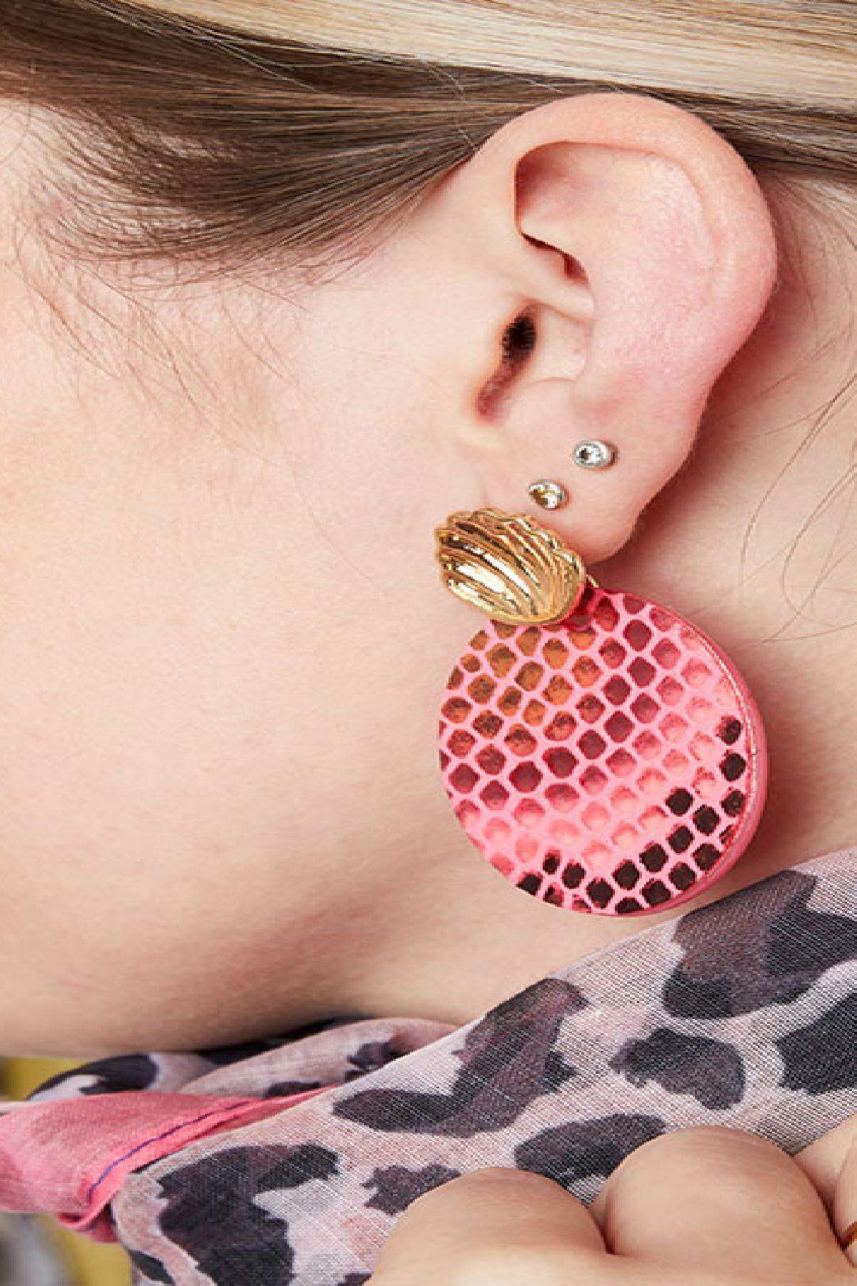 Earrings Snake in a Shell Grün Metall Bild2
