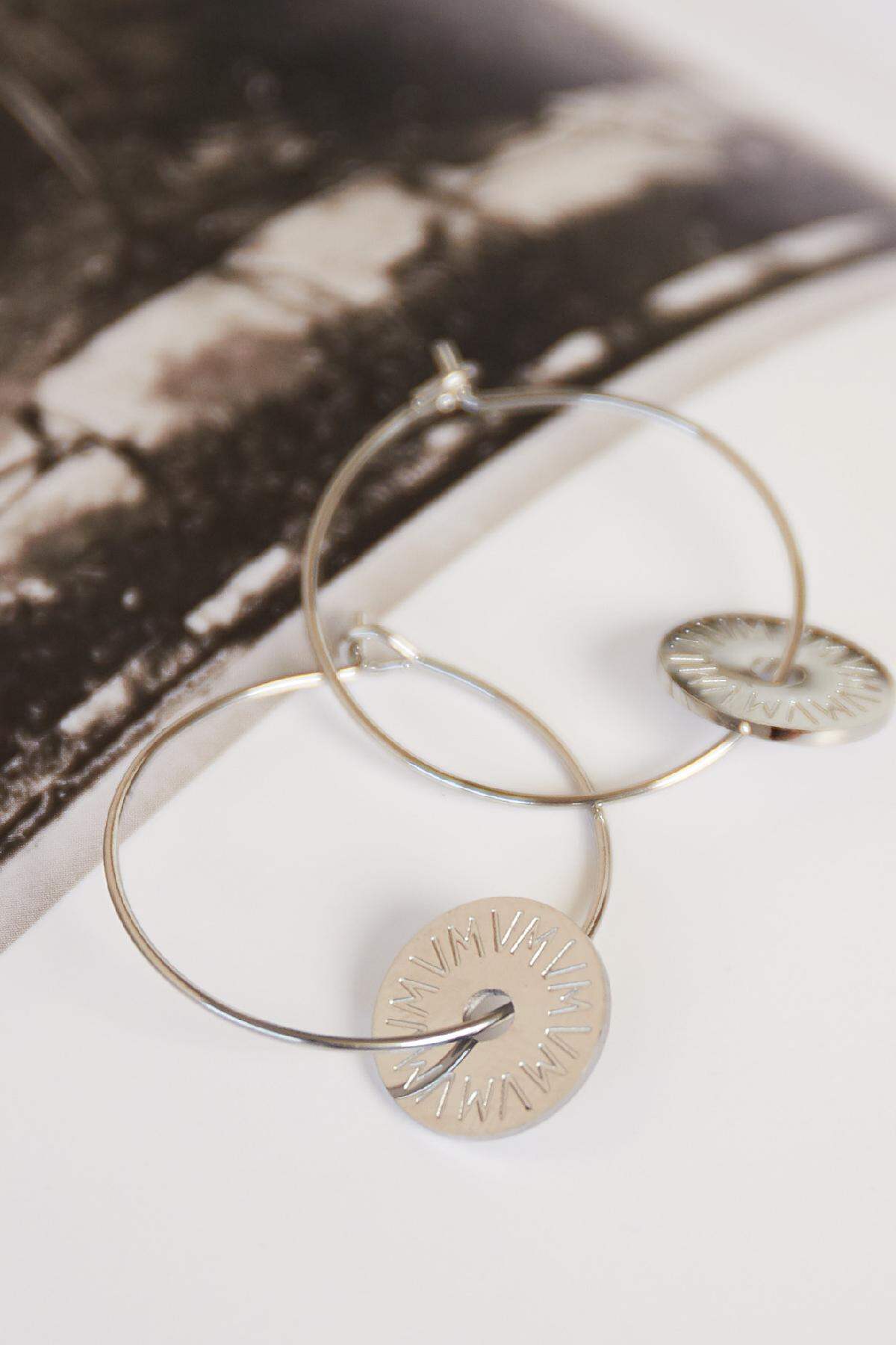 Earrings Little Coin Argenté Acier inoxydable Image2