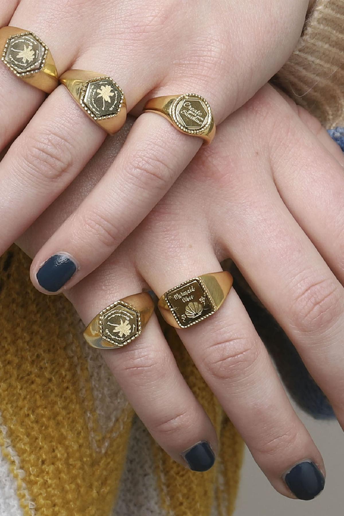 Groothandel Statement Ring Goudkleurig en Zilver RVS Set van 1, foto 3 van 6
