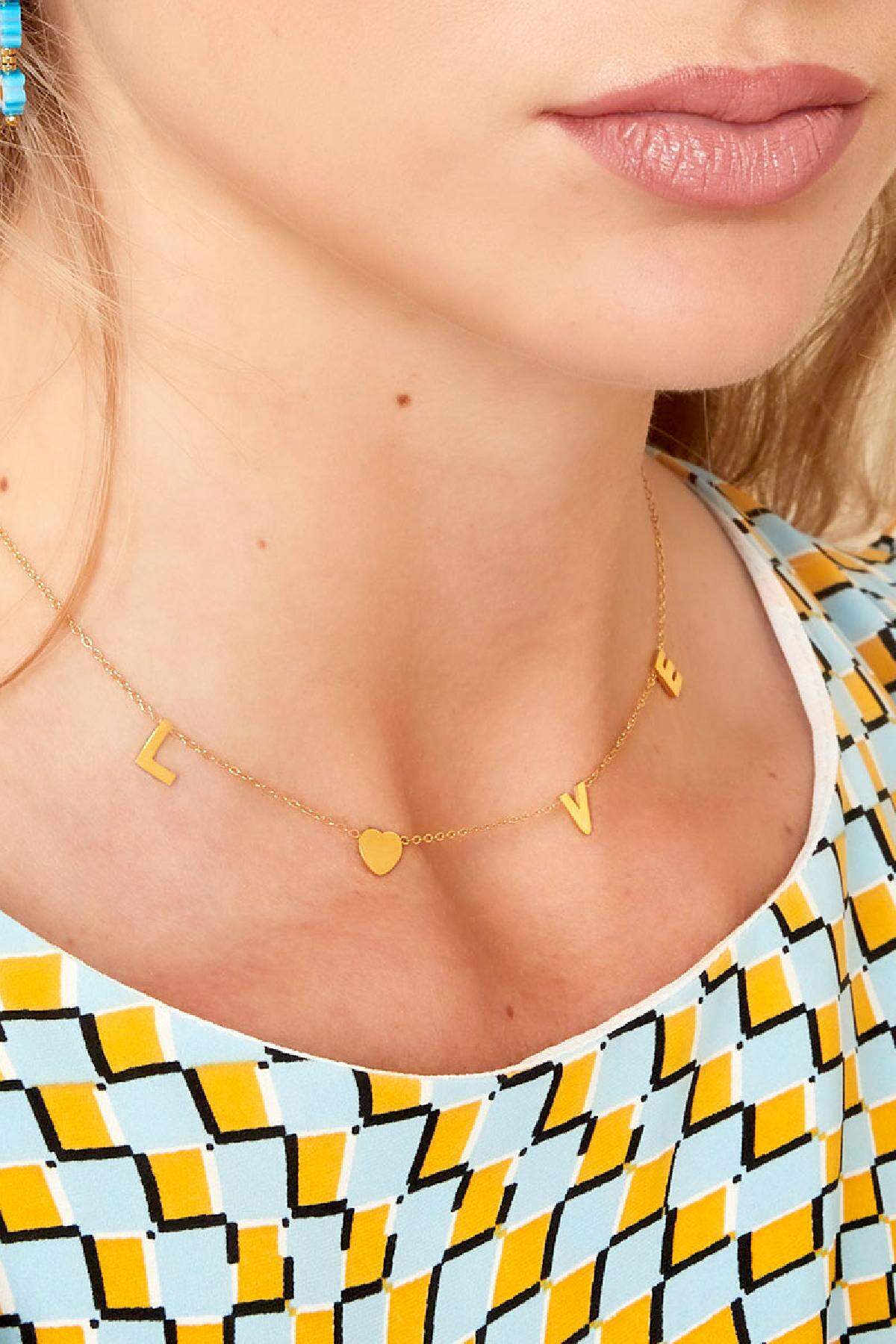 Necklace Love Letters Color dorado Acero inoxidable Estándar Imagen3