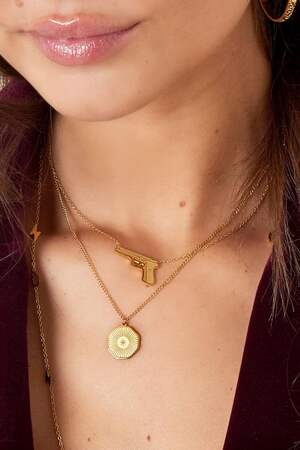collana con pendente a forma di pistola in acciaio inossidabile h5 Immagine3