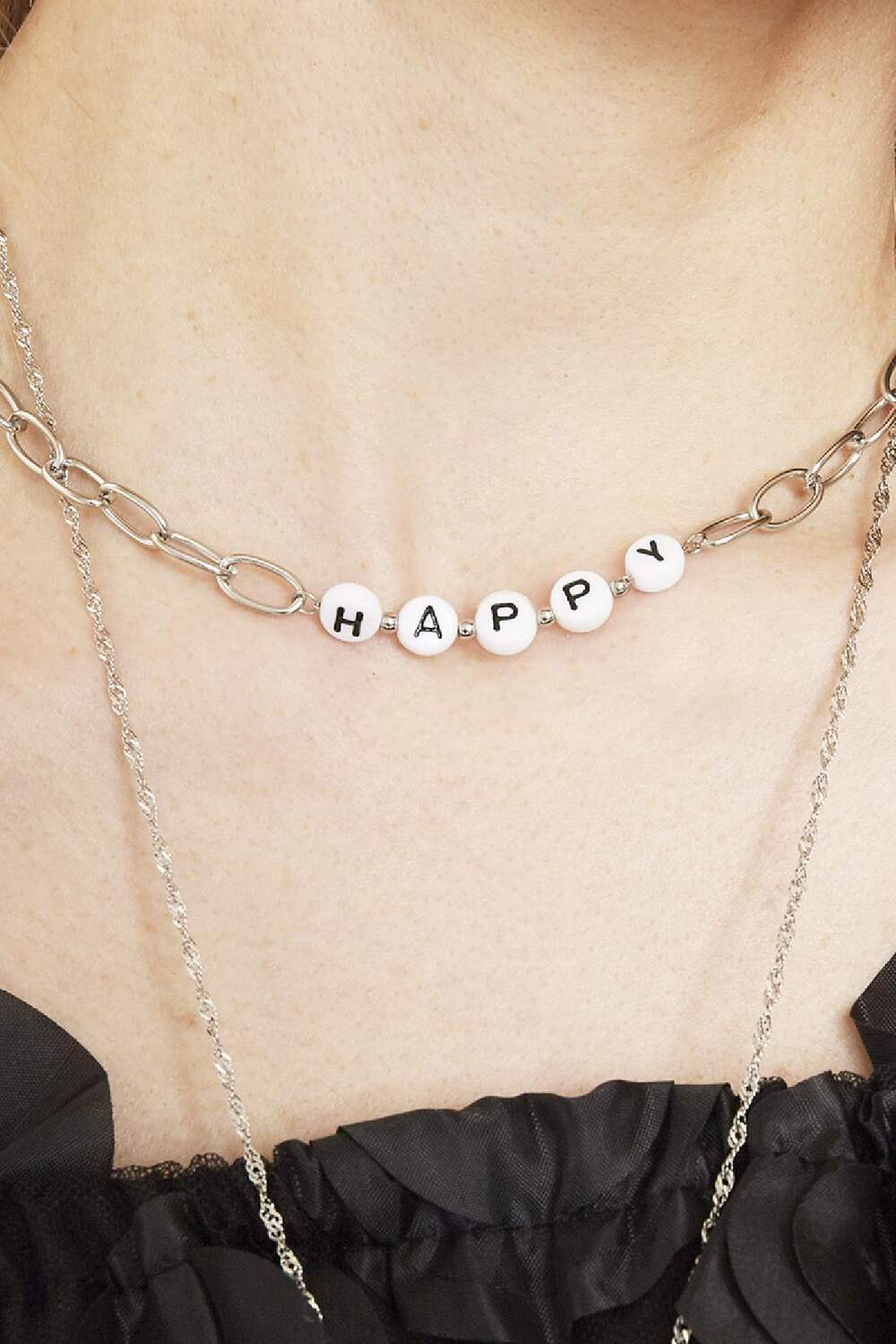 Halskette Beads Happy Silber Edelstahl h5Bild3